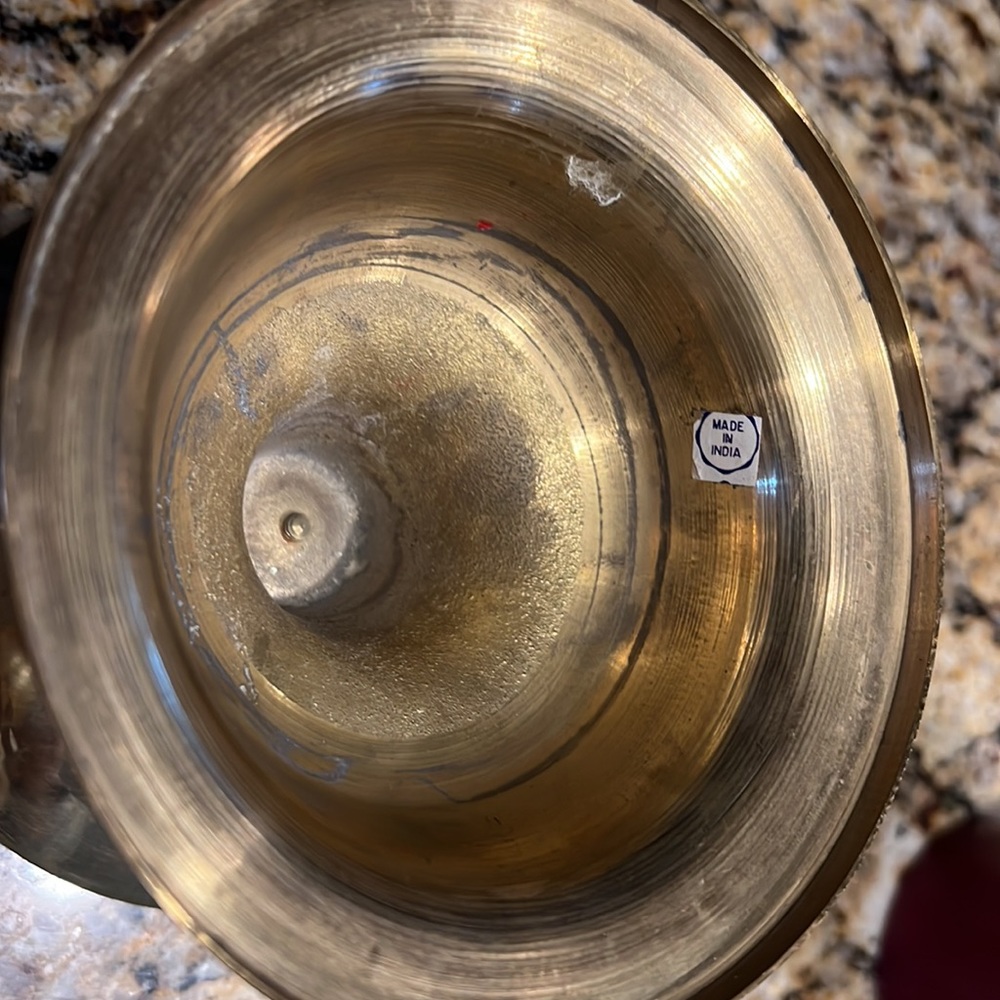 Brass 5” Diameter Candle Holder &  9” Pillar Candle | From India - Picture 4 of 4